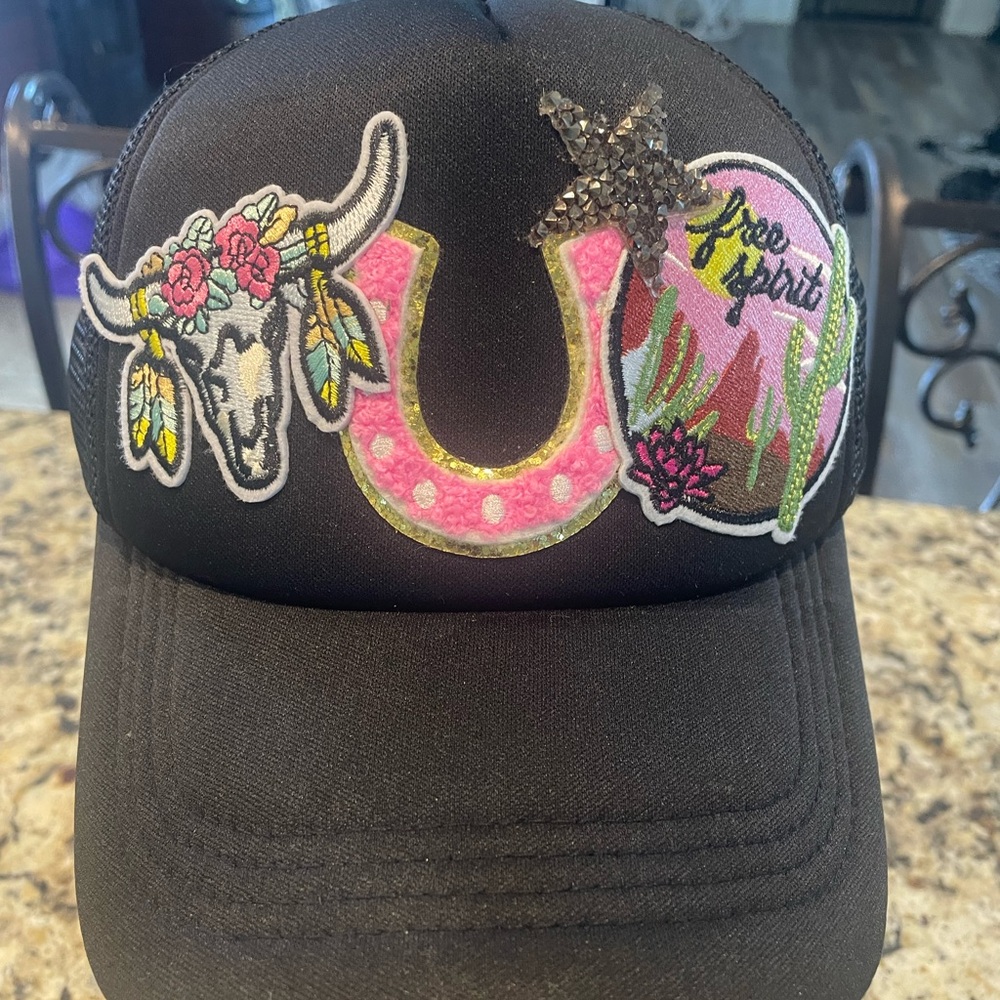 Black Women’s Cap with Colorful Embroidery